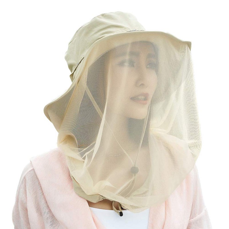 Jackcell Mosquito Head Net Hat, Safari Hat Sun Hats with Mesh Protection from Insect Mesh - Image 1